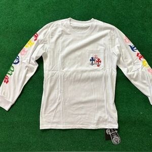 Chrome Hearts White Long Sleeve Kids Tee with Colorful Graphics